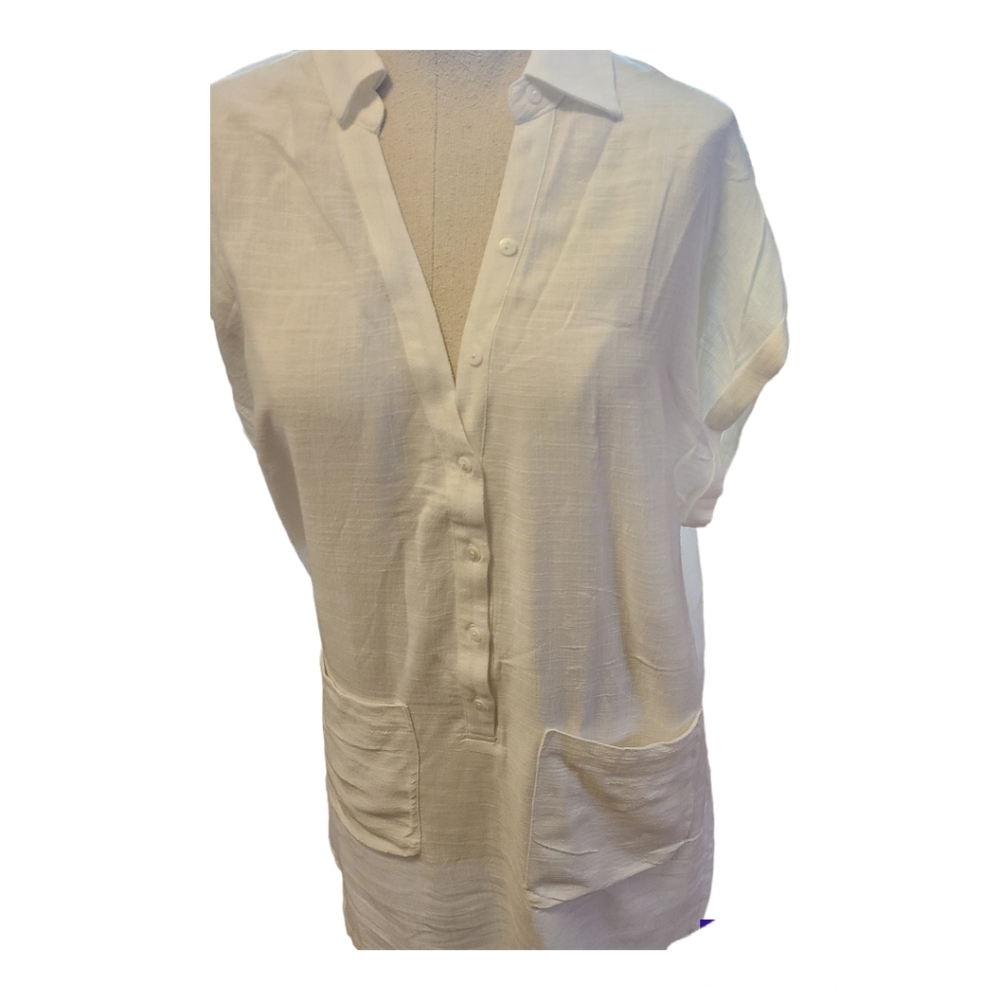 Cupshe, Medium, White, Button Down, Front Pockets… - image 2